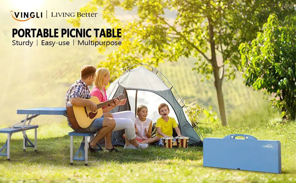 Mesa VINGLI en uso al aire libre