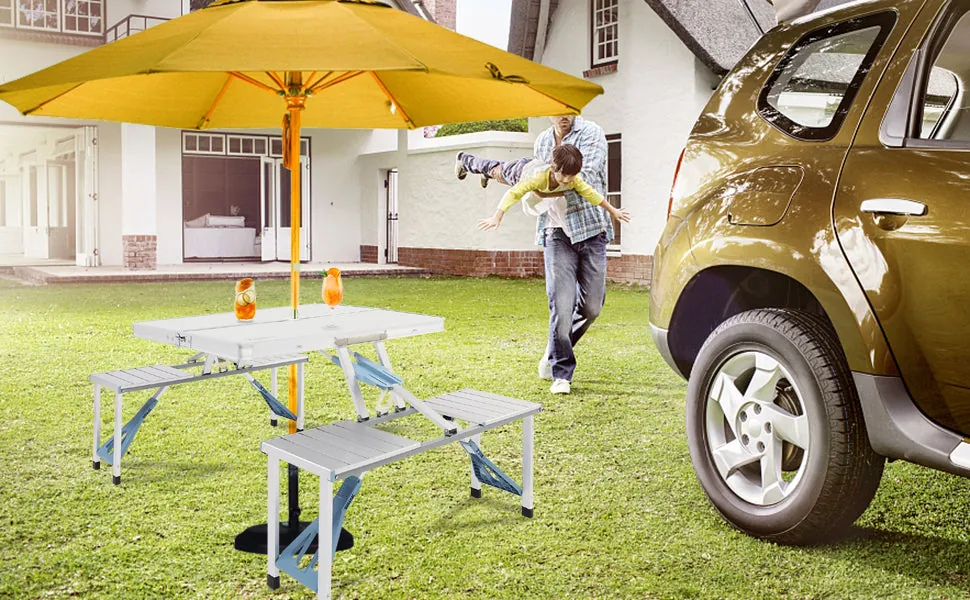 Detalle A+ de la mesa de picnic portátil VINGLI